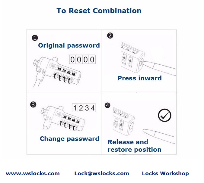 Notebook Lock Laptop Combination Cable Lock 1.2m WS-LCL01 (2)