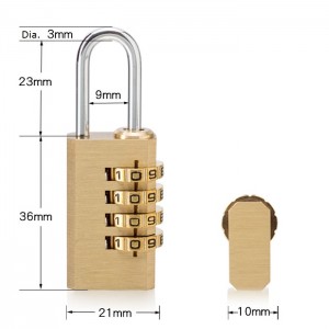 21mm Solid Brass Mini 4 Digits Resettable Combination Luggage Padlock WS-2136 21mm Solid Brass Mini 4 Digits Resettable Combination Luggage Padlock WS-2136