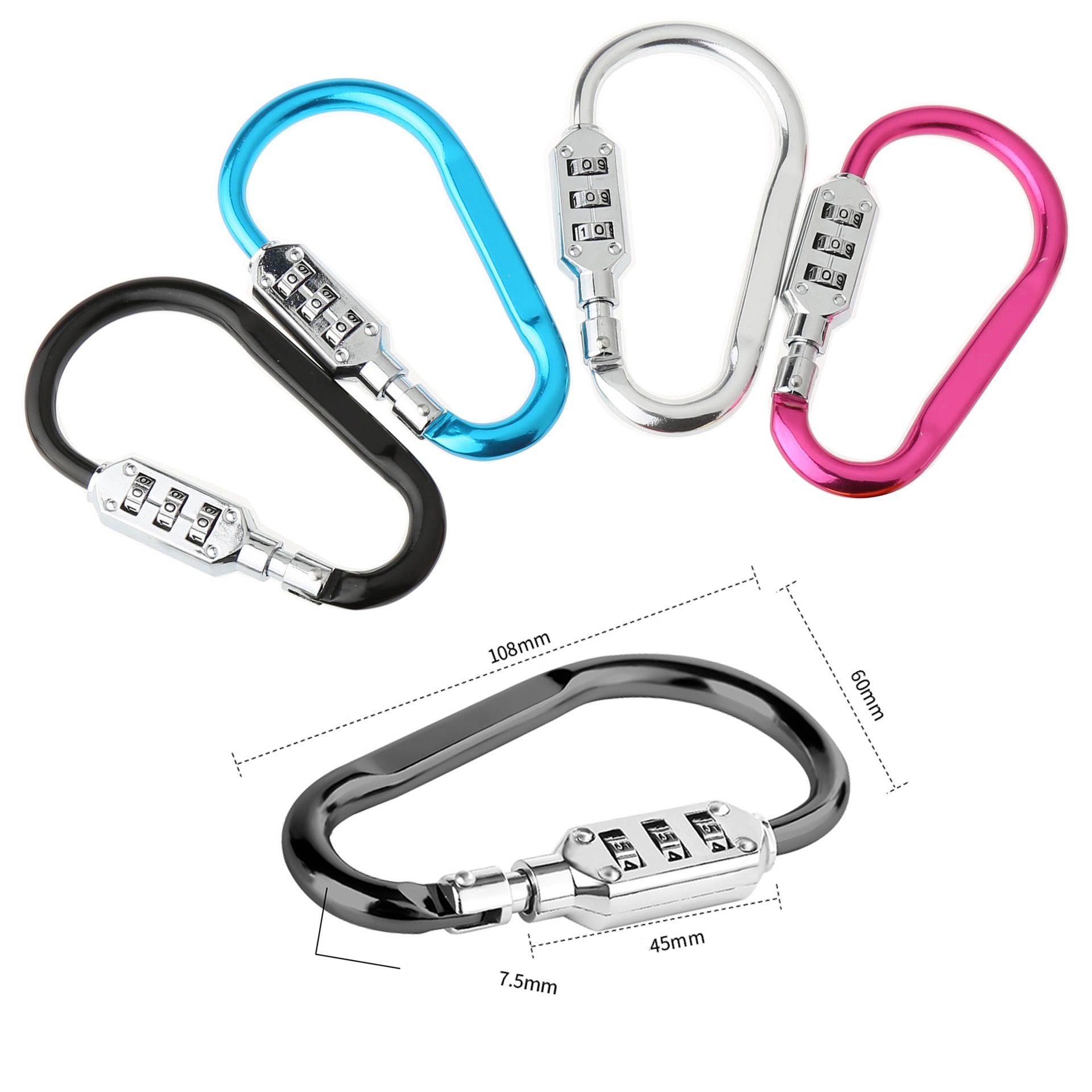 3 Dial Carabiner Combination Lock (6)