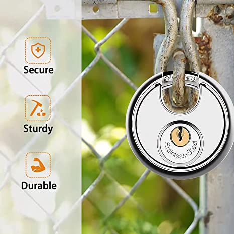 100% Original Discus Security Lock - Stainless Steel Discus Keyed Padlock with 2 Keys for Indoor Outdoor Security 90MM WS-DP90 – WS Locks detail pictures