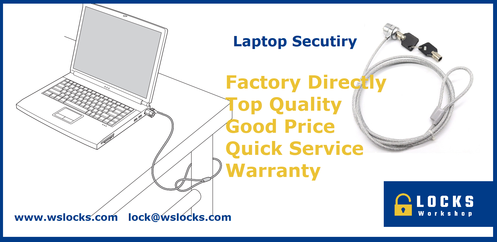 Security Cable Locks Keyed Laptop Lock with 5 ft. Cable, Silver WS-LCL04