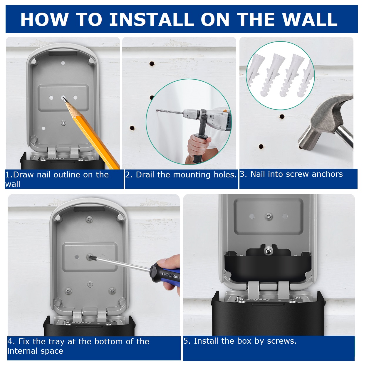 Dual Combination Key Lock Box Keyed Wall Mounted For house use WS-LB14