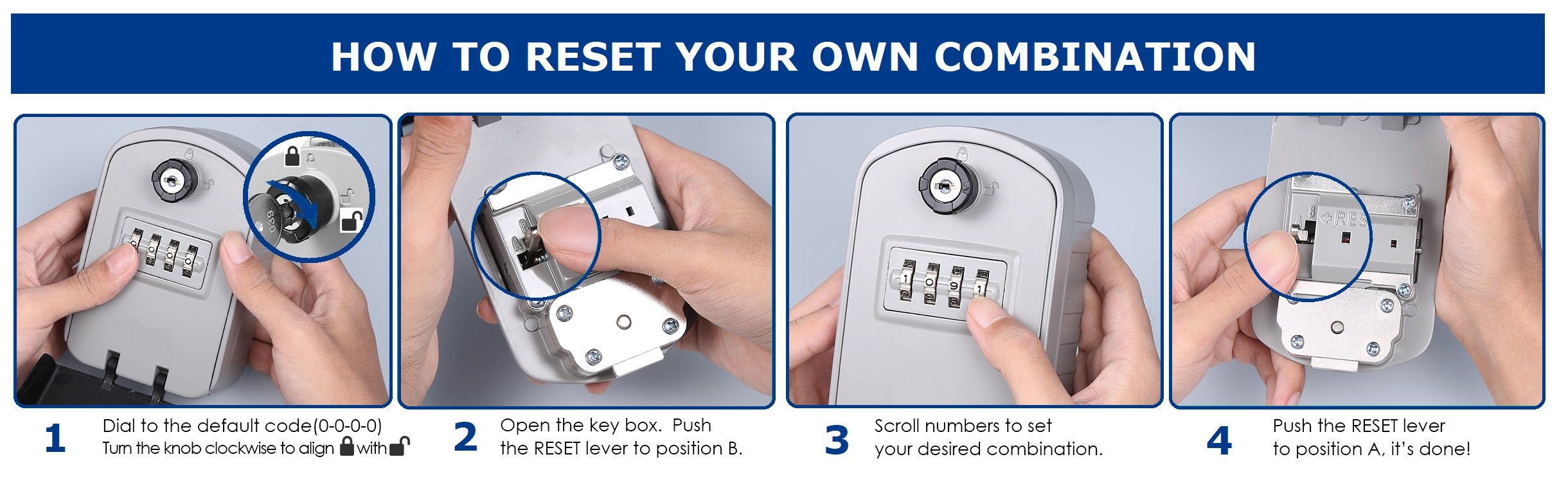 Reset Dual Combination Key Lock Box Keyed Wall Mounted WS-LB14