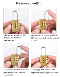 Set 3-digit combination brass lock ws locks