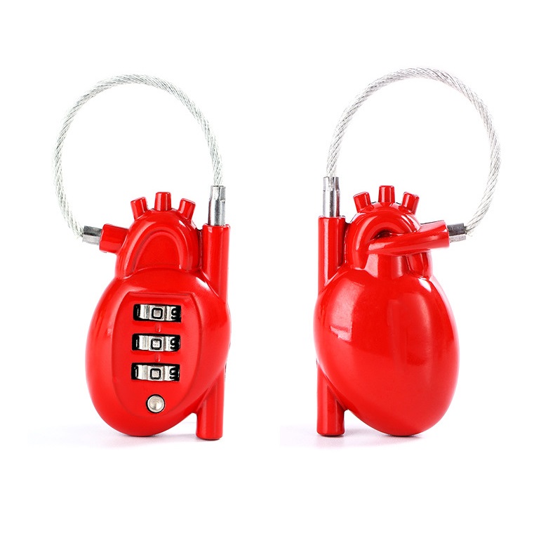 Special heart shape mini cable lock Red 3-digit WS-OL14