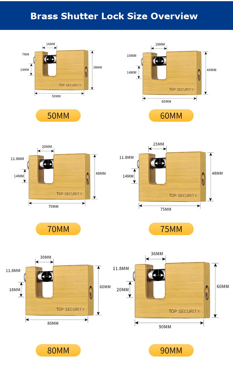 WS Brass shutter padlock overview