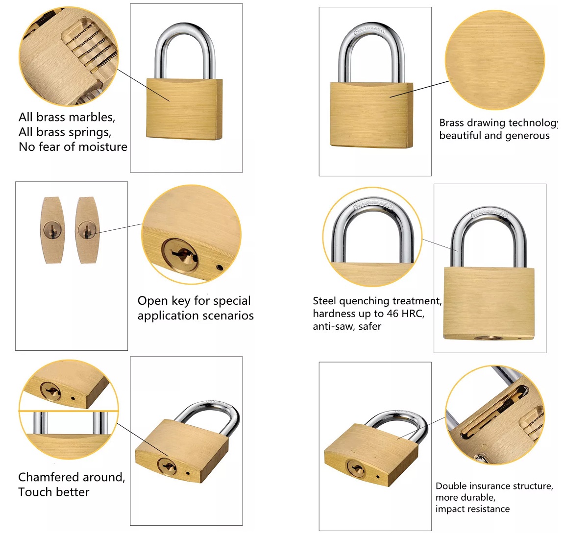 WS LOCKS Solid brass copper padlock details