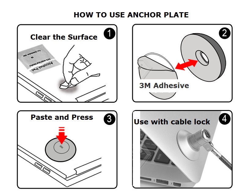 WS1 Anti-theft Anchor Plate for laptop HOW TO USE