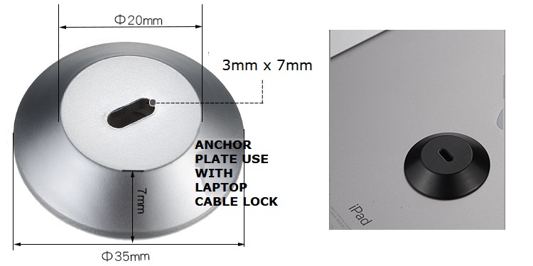 WS2 ANCHOR PLATE WITH Adhesive USE WITH LAPTOP CABLE LOCK