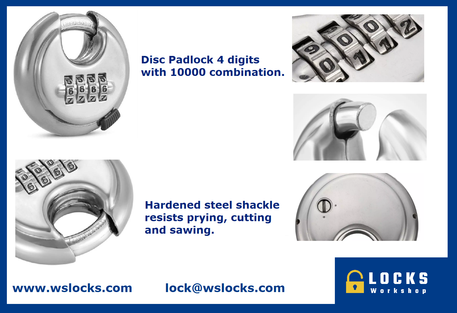 Stainless Steel Round 4 Digit Discus Lock Combination disc padlock WS-PL02 (2)
