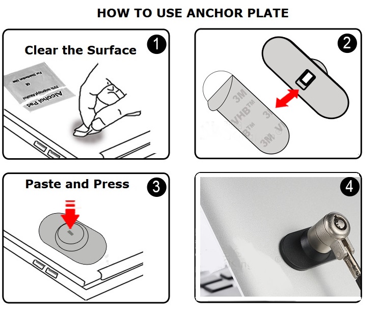 ws2 Hardware POM Anchor Plate with Adhesive for cable lock